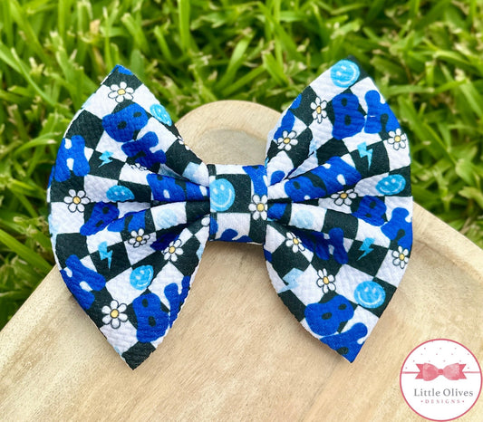 BH SMILEY CHECKERED BOW OR SCRUNCHIE