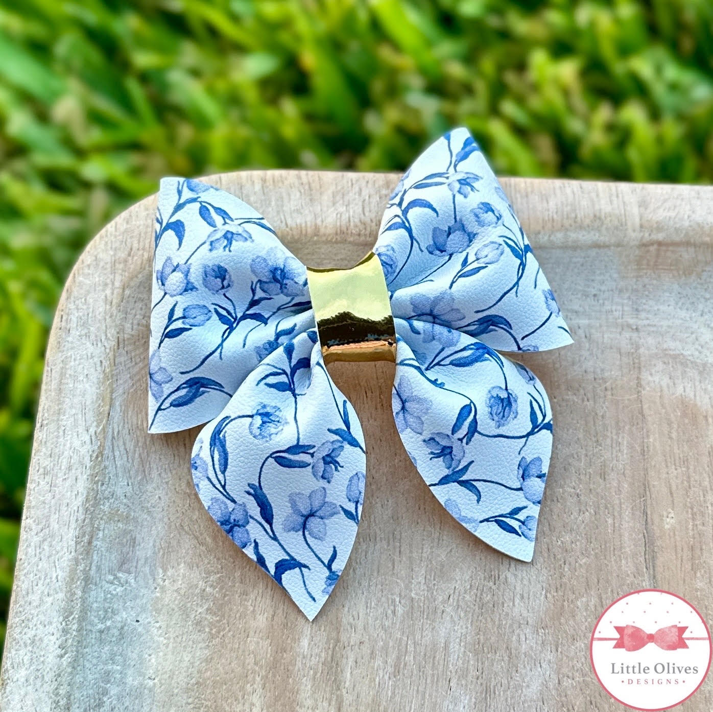 BLUE FLORAL SAILOR BOW