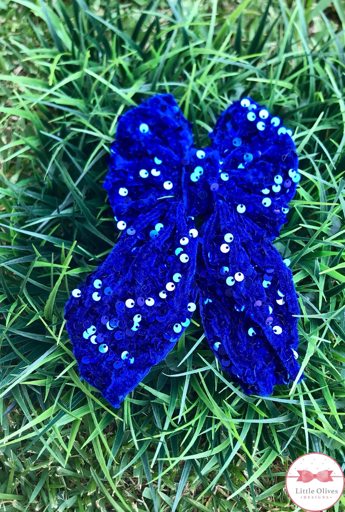 BLUE VELVET SEQUIN SAILOR BOW