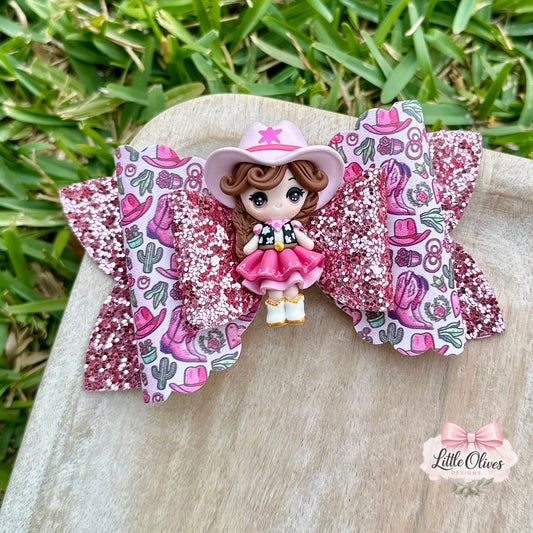 PINK COWGIRL CLAY BOW