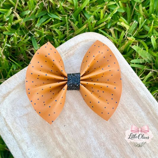 FALL POLKA DOT PINCH BOW