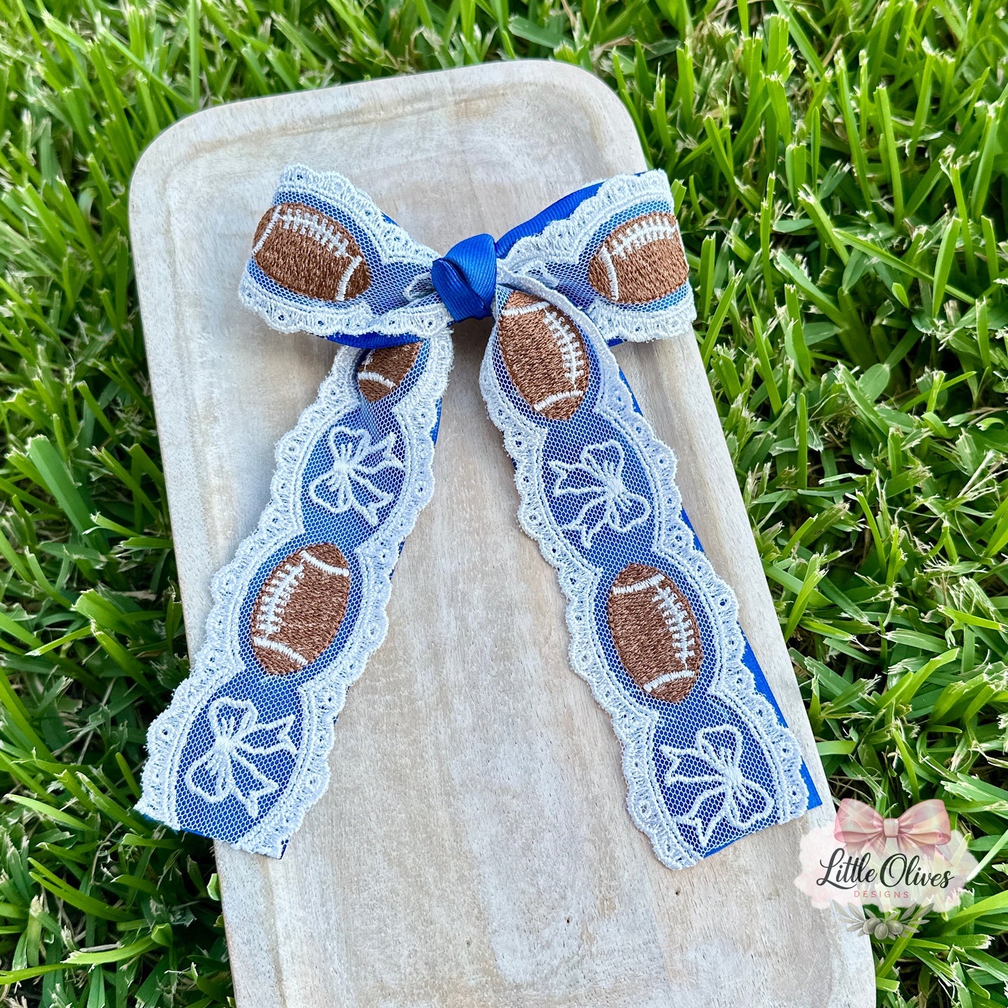 FOOTBALL BOW LACE & RIBBON BOW