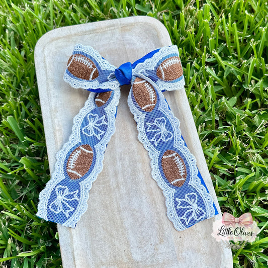 FOOTBALL BOW LACE & RIBBON BOW