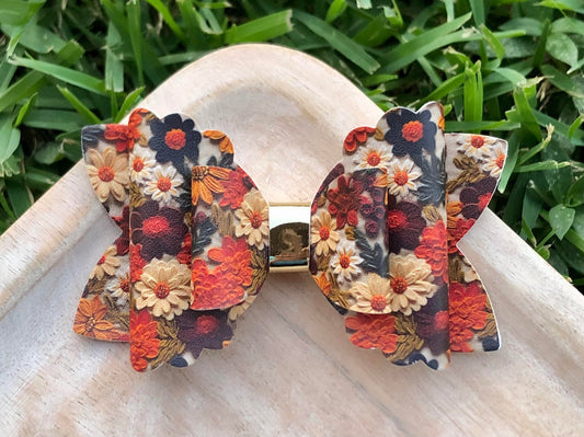 AUTUMN BOUQUET EMBROIDERED LOOK BOW