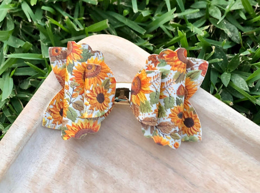 SUNFLOWERS EMBROIDERED LOOK BOW