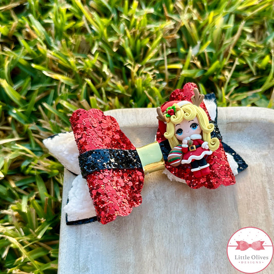 SANTA GIRL CLAY BOW - BLONDE