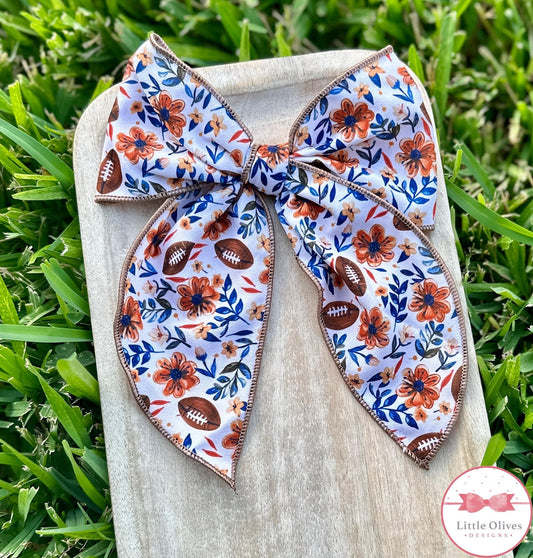 AUTUMN FOOTBALL HAND TIED BOW