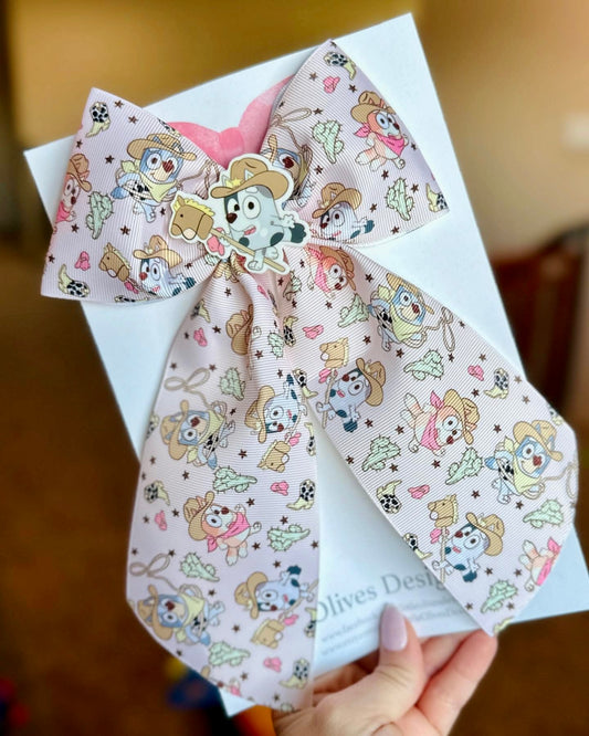 BLUE DOG COWBOY RIBBON BOW