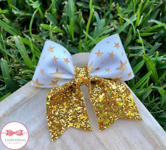 GOLDEN STARS CHEER BOW