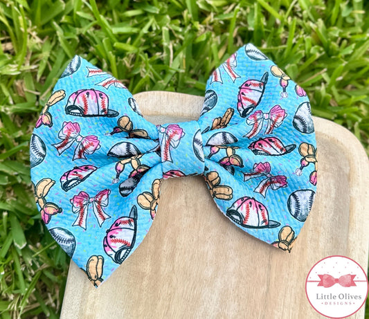 BASEBALL DRIP BOW OR SCRUNCHIE