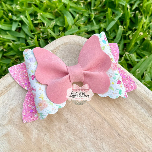 POLKA DOT LUSH FLORAL BOW