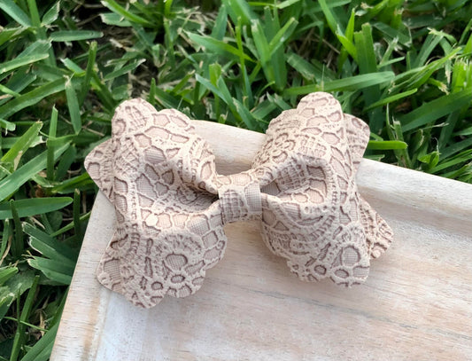 KHAKI LACE MARIA BOW