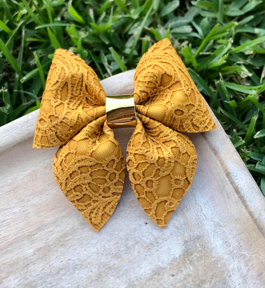 MUSTARD LACE SAILOR BOW