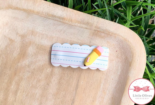 NOTEBOOK & PENCIL CLAY SNAP CLIP