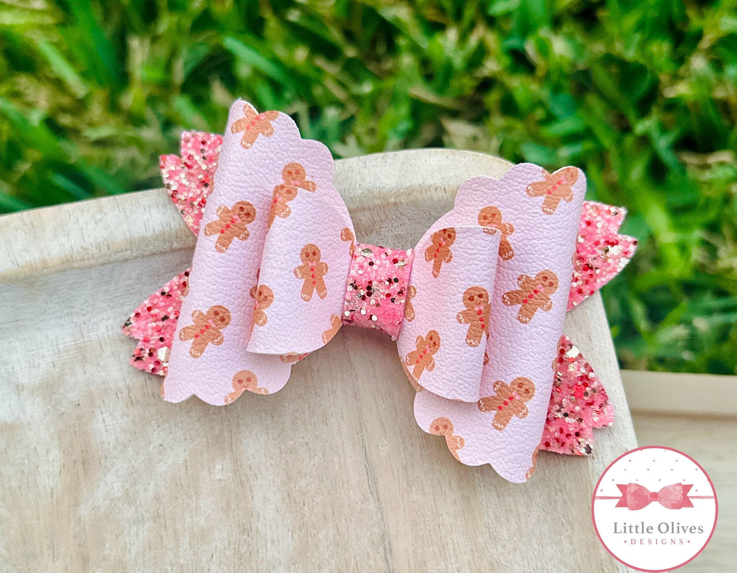 PINK GINGERBREAD KIDS BOW