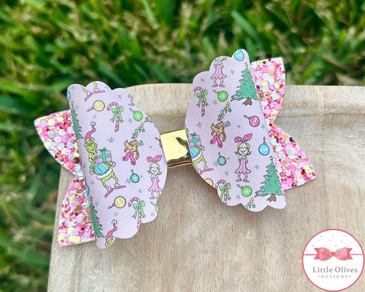 PINK GRINCHMAS BOW