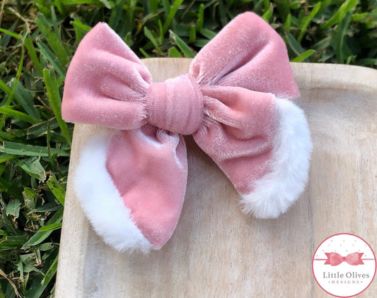 SANTA VELVET SOPHIE BOW - LIGHT PINK