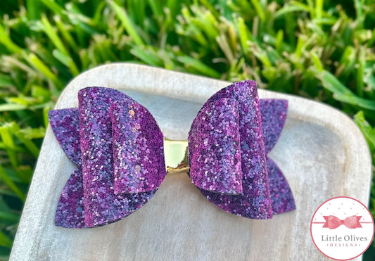 EGGPLANT GLITTER BOW