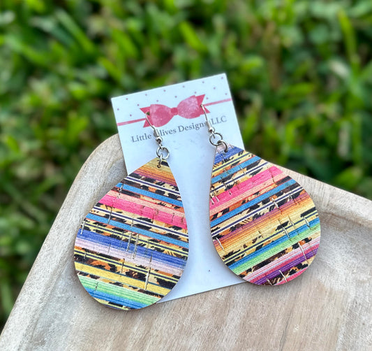 SERAPE CHUMKY TEARDROP CORK EARRINGS