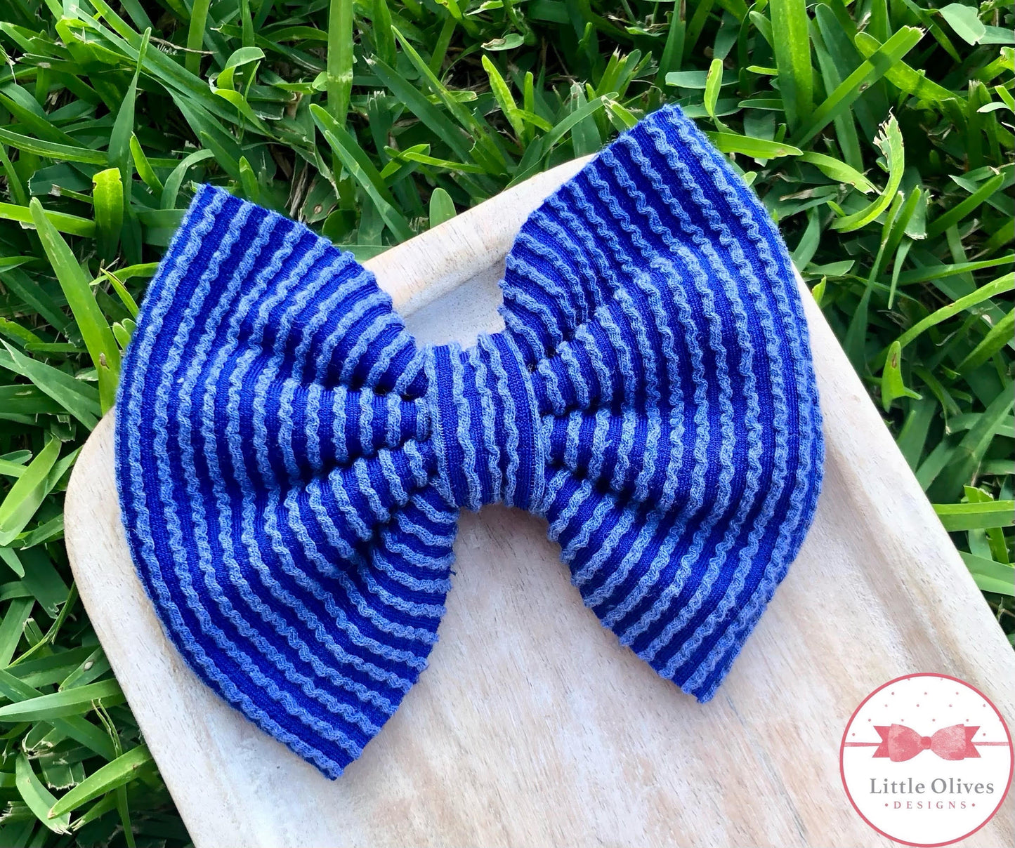 BLUE STRIPE BOW