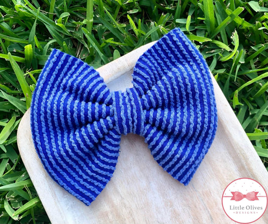 BLUE STRIPE BOW