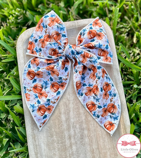 WATERCOLOR PUMPKINS HAND TIED BOW