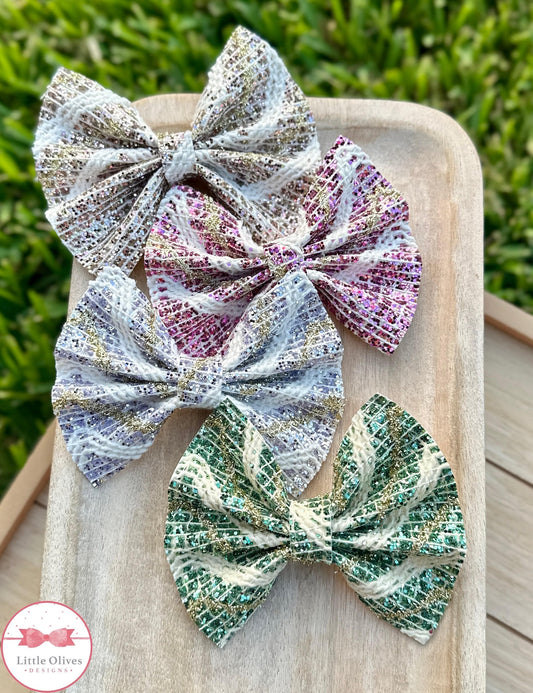 WOVEN GLITTRS PINCH BOWS