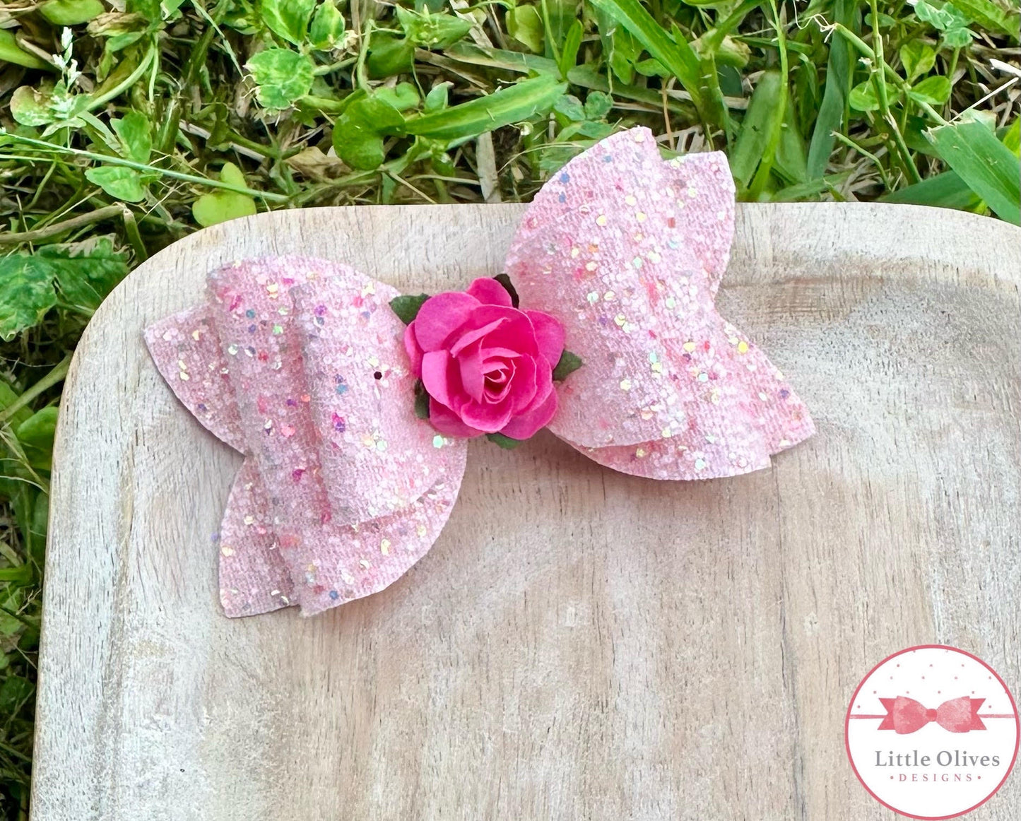 PINK FLOWER BOW