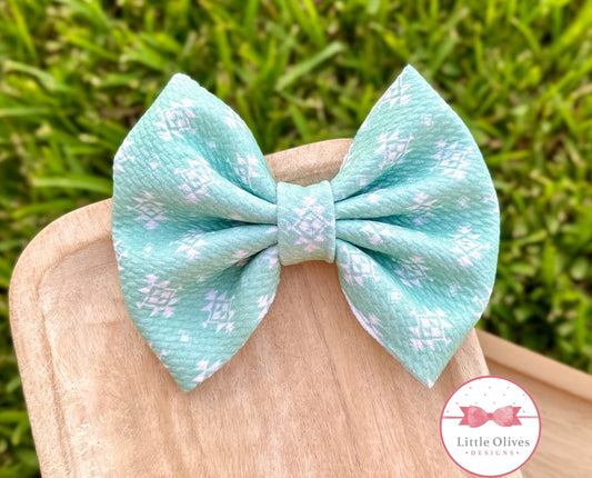 AZTEC FABRIC BOW - AQUA