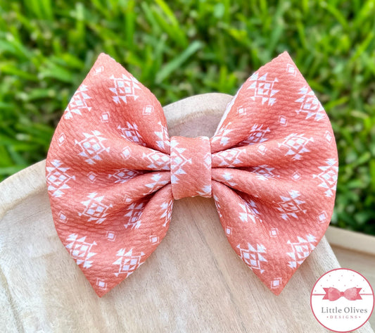 AZTEC FABRIC BOW - TERRACOTTA