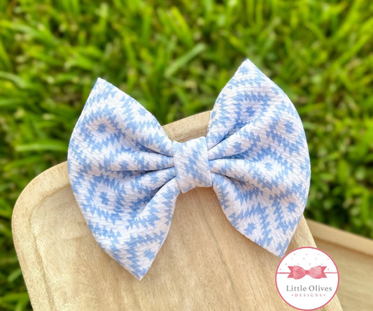 AZTEC FABRIC BOW - WHITE