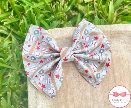 GREY BASEBALL PINCH BOW