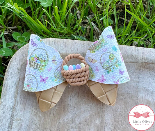 EASTER EGG BASKET ABBY CLAY BOW