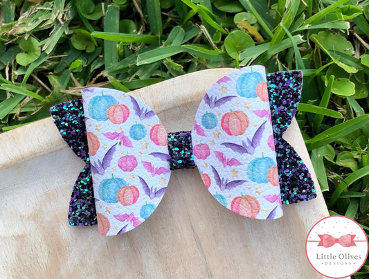 BATS & PUMPKINS BOW