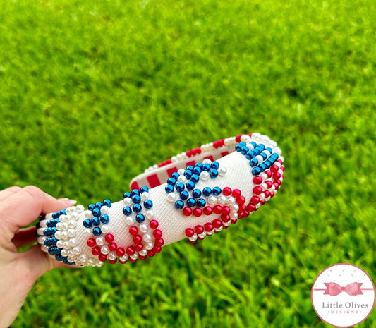 USA BEADED HEADBAND