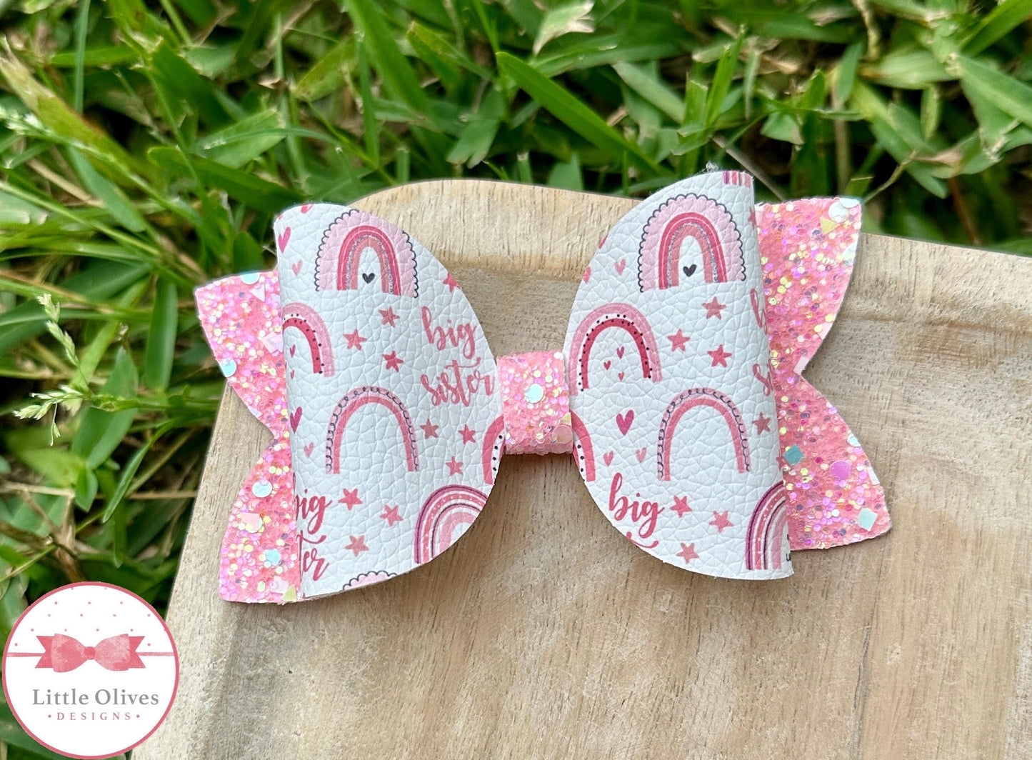 BIG SISTER BOW (PINK RAINBOWS)