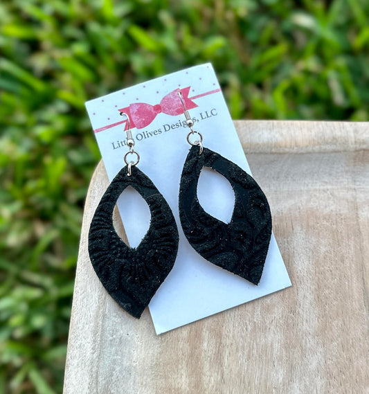 BLACK EMBROIDERED EARRINGS