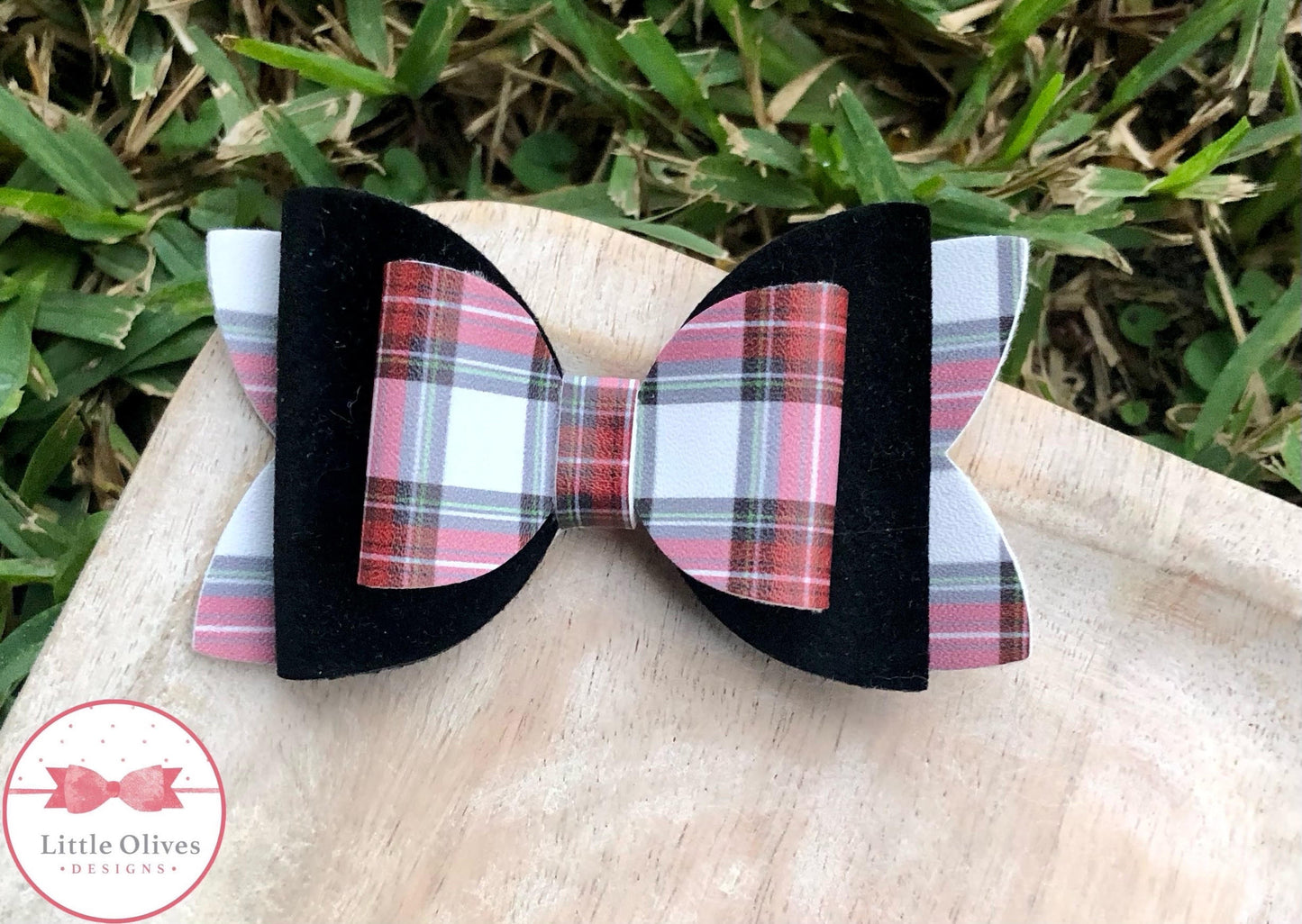 Black tartan bow