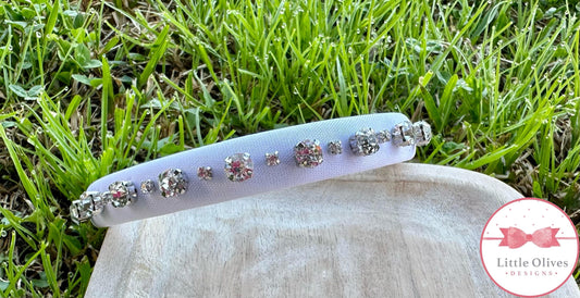 WHITE RHINESTONE HEADBAND