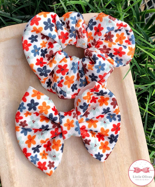 FALL BLOSSOMS BOW OR SCRUNCHIE