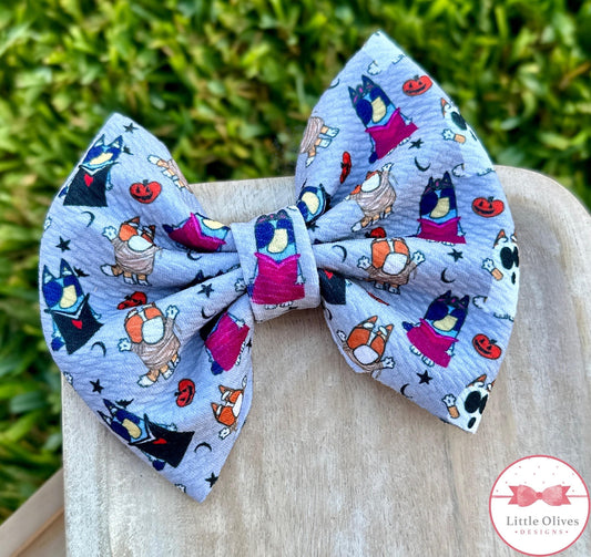 BLUE DOG HALLOWEEN BOW