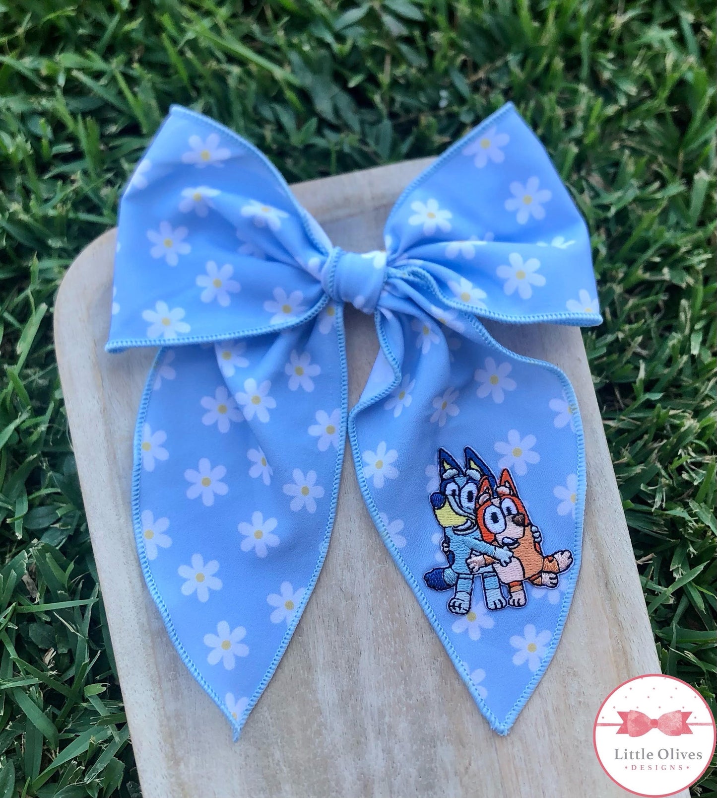 BLUE DOG FRIENDS HAND TIED BOW