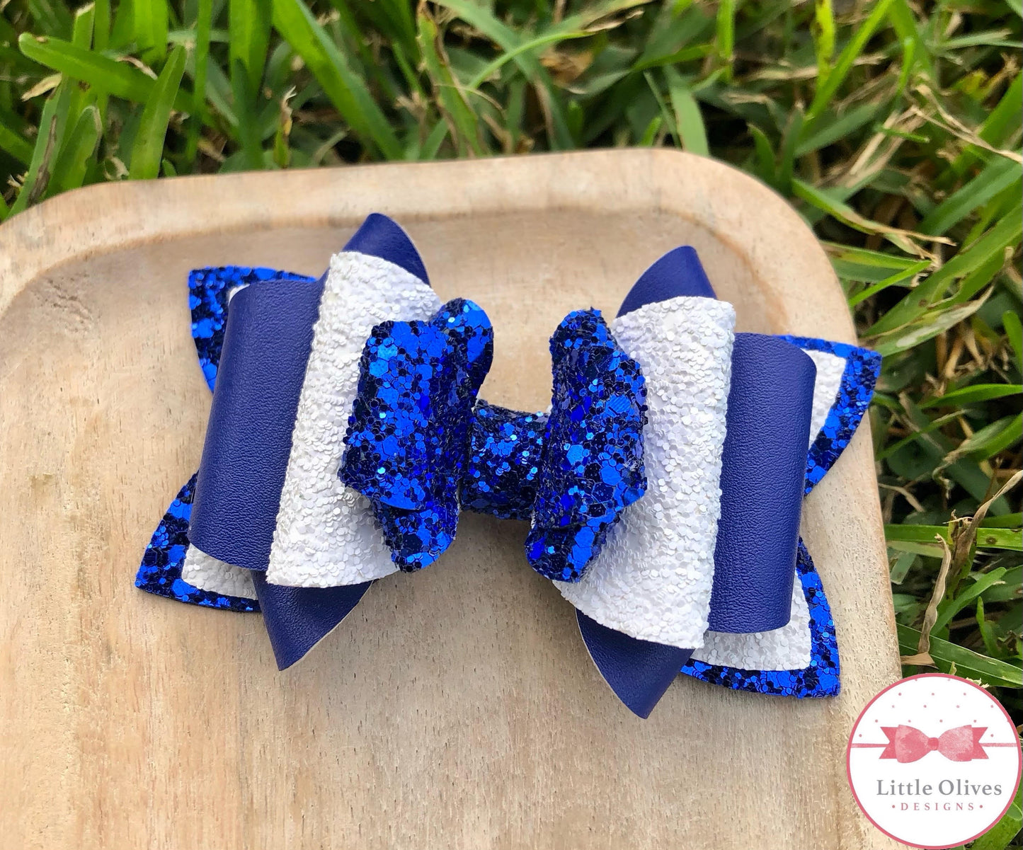 BARBERS HILL BLUE & WHITE BOW