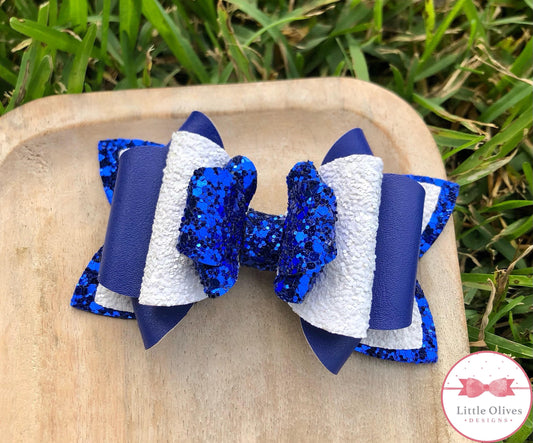 BARBERS HILL BLUE & WHITE BOW