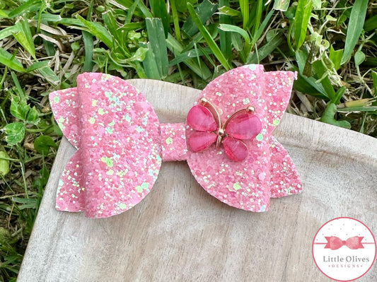 BRIGHT PINK BUTTERFLY BOW