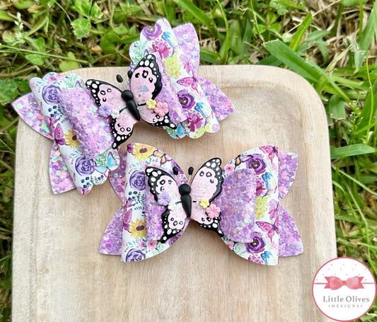 PURPLE BUTTERFLY CLAY BOW