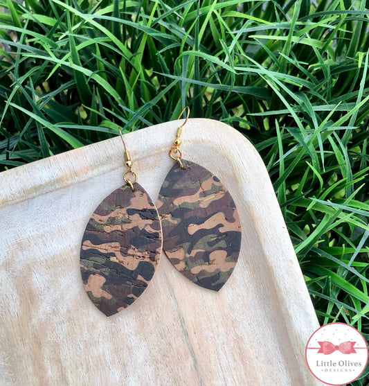 CAMO CORK EARRINGS