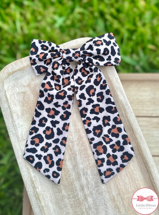 LOVELY LEOPARD LONG TAIL BOW