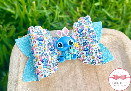 HAPPY EASTER STITCH CLAY BOW