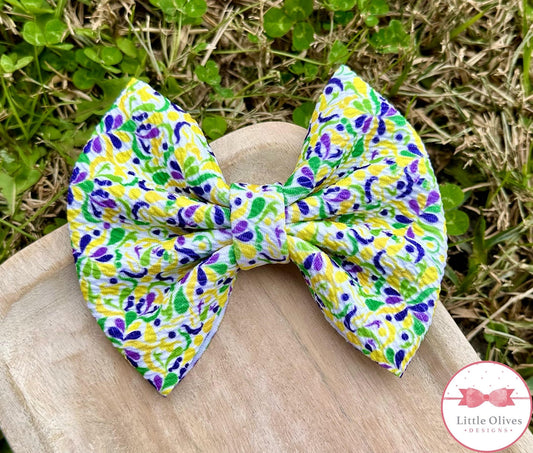 MARDI GRAS PAISLEY BOW OR SCRUNCHIE